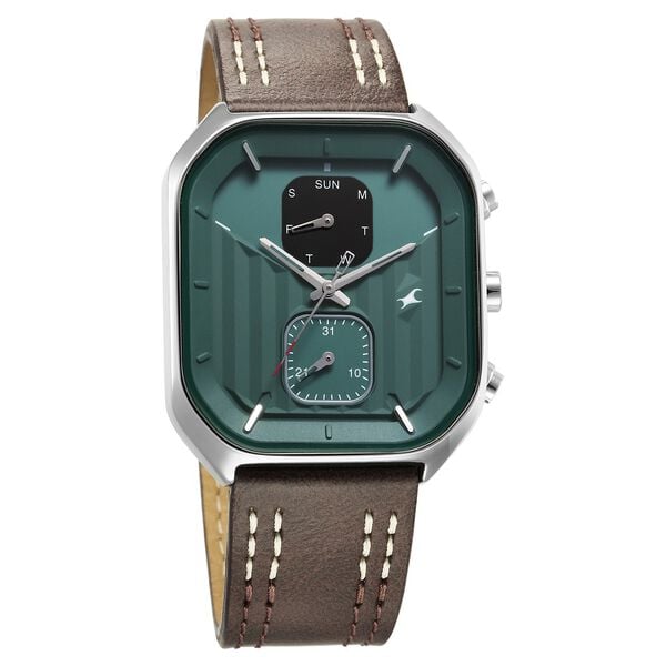 Fastrack 3270SL03 Fleek Quartz Multifunction Grey Dial Leather Strap Watch